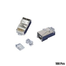100x Cat6A RJ45 8P8C Network LAN Shielded Modular Plug Connector Stranded Cable