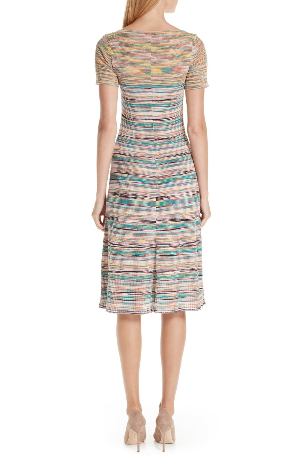 Neck Knit Wool Rayon Midi Dress 