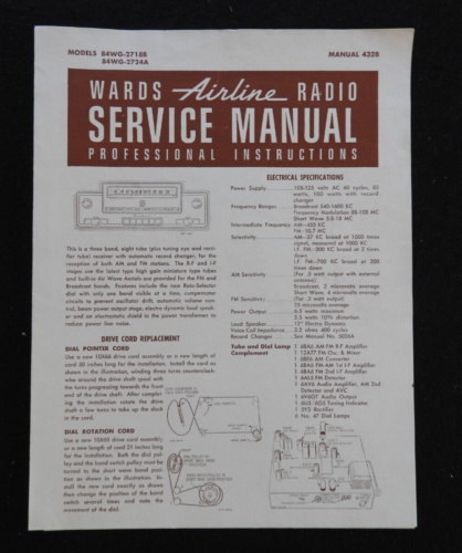 1940's Montgomery Wards Airline Console AM/SW Radio 84WG-2718B 84WG-2724A MANUAL - Picture 6 of 24