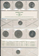 Sweden/Sweden - 10 + 50 Ore + 1 + 5 Kronor 1987 UNC-KMS Set Svenska Mynt
