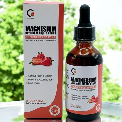 Magnesium Glycinate Liquid Drops 1000 mg with Bromelain, Vitamin B6, C, D 2oz