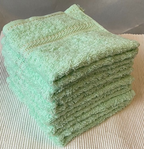 6 FACE CLOTHS - FLANNELS - 400 gsm - Egyptian Cotton - Mint Green - Picture 3 of 4
