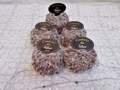 LOT 5 BALLS VINTAGE TIBER ''CONFETTI'' YARN - 20 G TAN/BROWNS/RUST - FRANCE