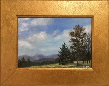 MOUNTAIN MINI # 16 - original framed 5X7 oil landscape by K. McDermott