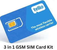 Tello Mobile - Bring Your Own Phone - 3 in 1 Gsm SIM Card Kit *new*