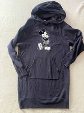 Uniqlo Disney Sweater Dress Size S Black Mickey Mouse Standing Hoodie Pockets