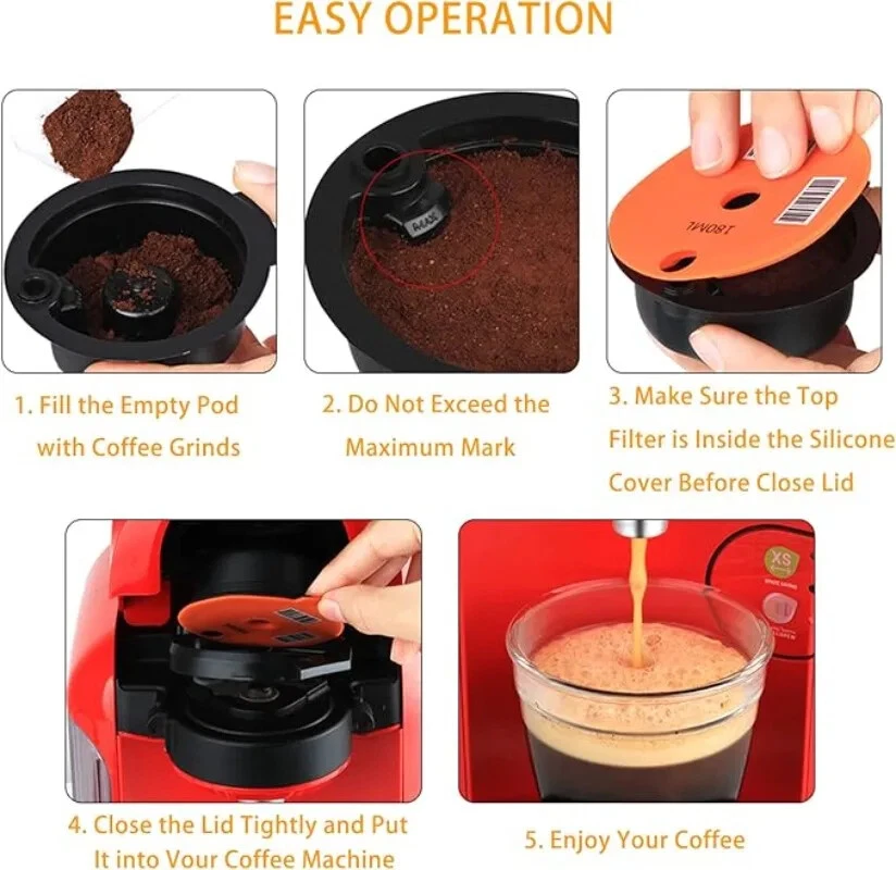Cápsulas de café reutilizables 60/180/200/220 ml para tapa de silicona para máquina BOSCH-s Foto 3 de 4