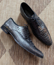 Versace Men Python Shiny Gray Leather Oxford Size 44 Euro