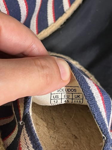 SOLUDOS The Original Espadrille red white blue men's Sz 12 NWT SLIP ON Shoes - Picture 6 of 6