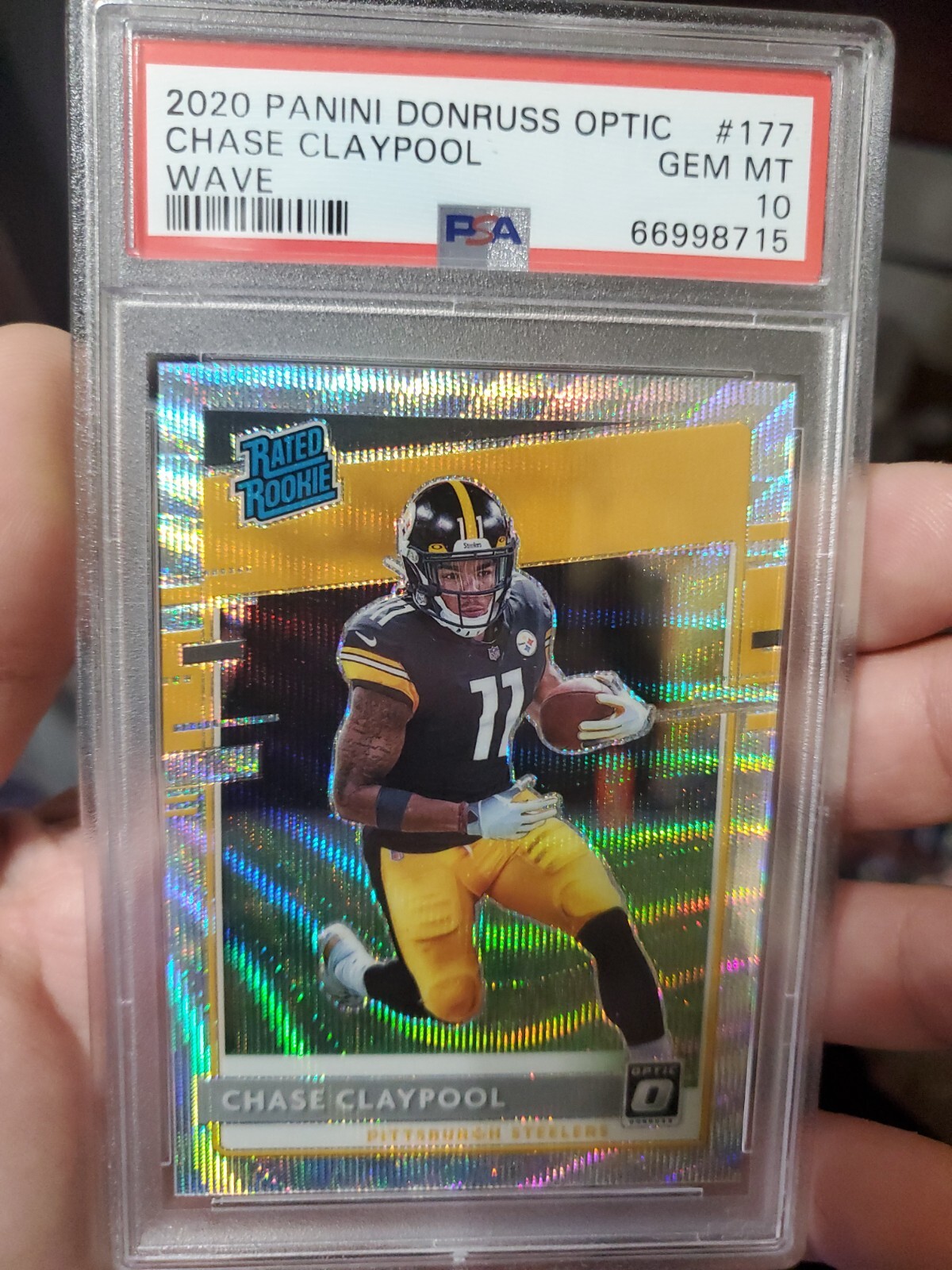 CHASE CLAYPOOL 2020 OPTIC WAVE REF SP PREMIUM ROOKIE #177 /199 STEELERS PSA 10🔥
