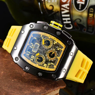 Brand-New Richard Technolo Multifunctional Six-Pin Tonneau Quartz Men's Watch