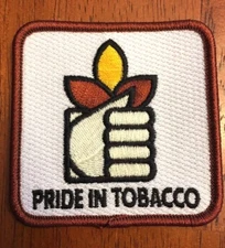 PRIDE IN TOBACCO EMBROIDERED SEW ON PATCH RJ REYNOLDS  2 3/4" square  