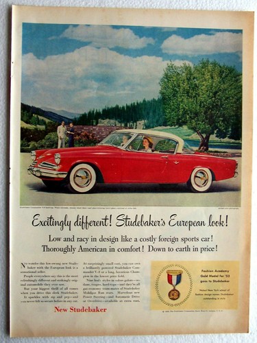Studebaker Auto Ad Studebaker's European Look 1953