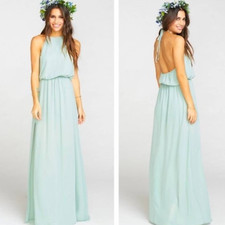Show Me Your Mumu Womens Heather Halter Dress Bridesmaid Dusty Mint Green XL