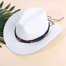 Unisex Adults Wide Brim Caps Party Felt Cap Classic Cowboy Hat Carnival Retro