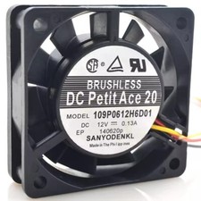 Sanyo 109P0612H6D01 6015 DC12V 0.13A 6CM 3-Wire Silent Cooling Fan