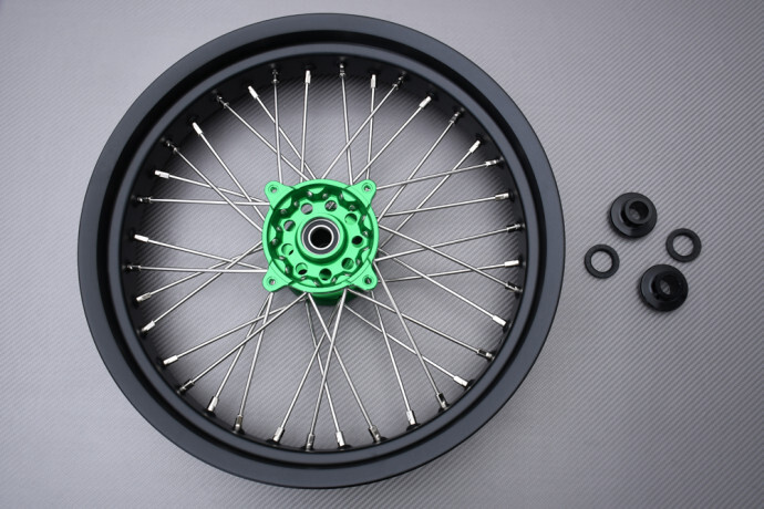 Roue avant supermoto 3.5x17 en alu forgé pour Kawasaki KX250 améliorant l'adhérence en virage