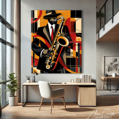Art Deco Portrait Painting Jazz Wall Art Modern African