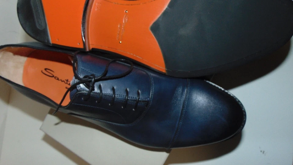 SANTONI STRINGATE IN VERA PELLE NUOVA COLL. 43,5  BLU 750,00 CART. SAN-C-016G - Immagine 4 di 4
