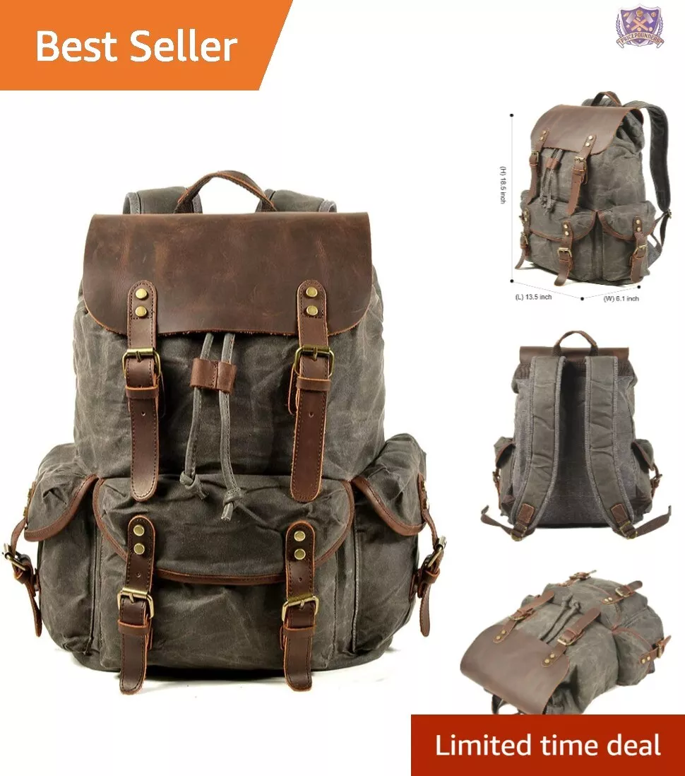 Leather big backpack cheap