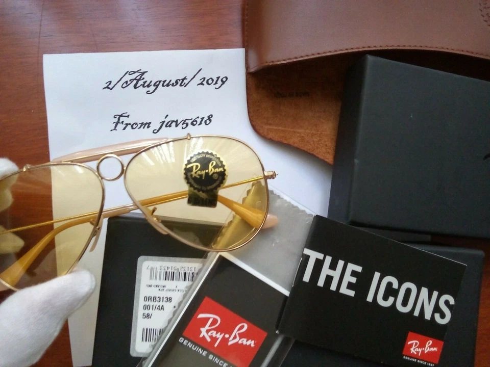 RAYBAN SUNGLASSES AMBERMATIC SHOOTER 🕶2 AVIATOR RB3138 001/4A PILOT NEW LIM ED - Image 3 of 4