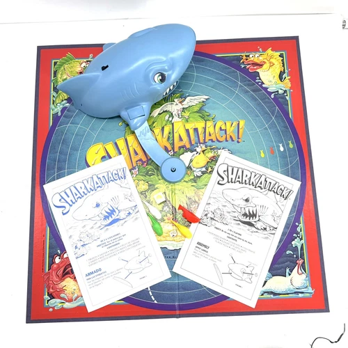 Vintage SHARK ATTACK!  Milton Bradley 1988 motorized Board Game Missing 1 Dice