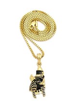 Polished Egyptian Pschent Horus Mini Pendant 2mm 24" Box Chain Necklace XGP21GBX