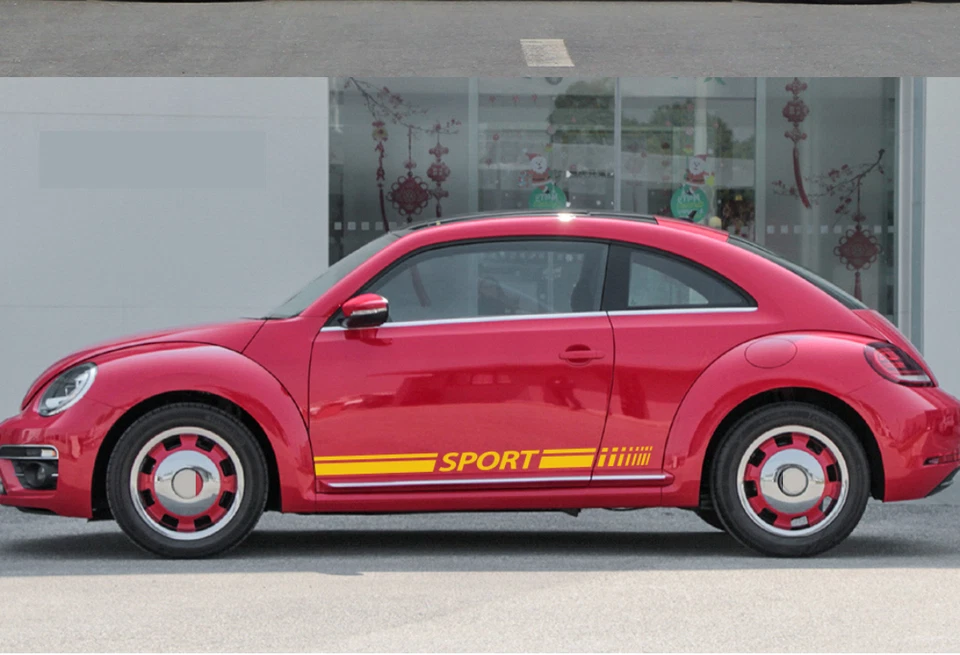 Calcomanías de vinilo para Volkswagen VW Escarabajo 2 piezas puerta lateral raya coche deportivo pegatina Foto 3 de 4