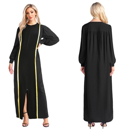 Mujeres Bata de Clero Manga Larga Cremallera Frontal Coro de Iglesia Bata Suelta Calce Bautizo Vestido - Imagen 32 de 83