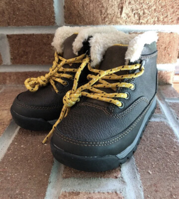 NEW CARTER S Boys Toddler Fur Boot Dark Brown/Yellow Size 9 M US Spike Outdoor