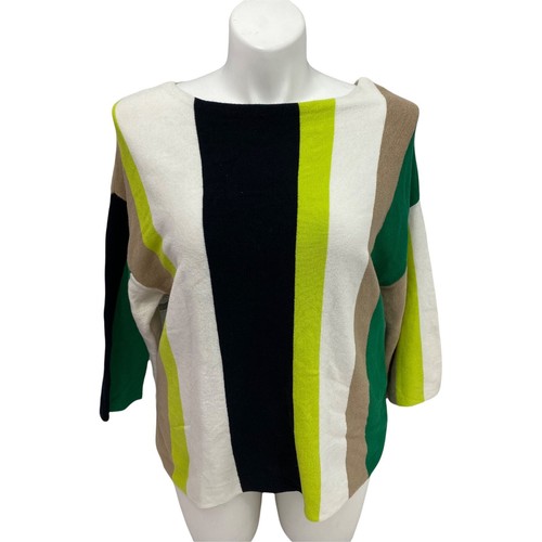 Worthington Sweater Womens XL Striped Green Drop Sleeve Sporty Cozy Work Office - Picture 3 of 13