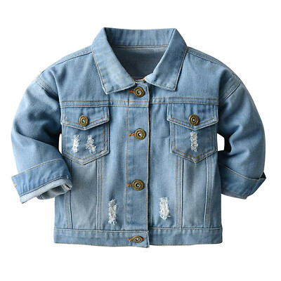 Toddler Baby Boys Girls Denim Jacket Kids Button Pocket Jeans Jacket Top  Coat
