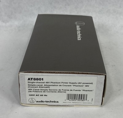 New In Box Audio Technica AT8801 48V Single-Channel Phantom Power Supply