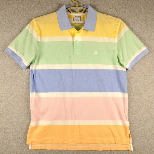 Brooks Brothers Striped Polo Shirt Pastel Colors Short Sleeve Top Size M