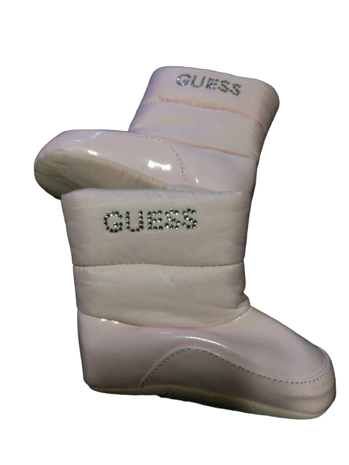 Lindo botín suave marca GUESS bebé niña talla 3 rosa claro cierre de cremallera acogedor  Foto 3 de 4