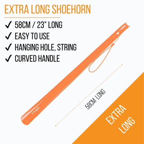 TYGA STORE Shoe Horn Extra Long Handled 23 inches, 58cm Comfortable (Orange, 2) - Picture 2 of 7