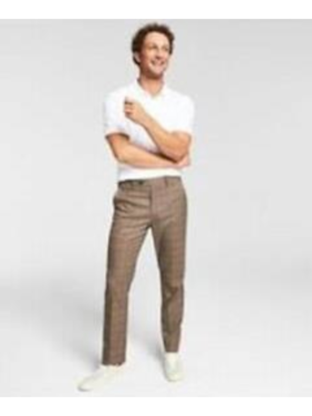 ALFANI Мужские бежевые плоские передние узорчатые облегающие эластичные брюки W30 L32 3090₽