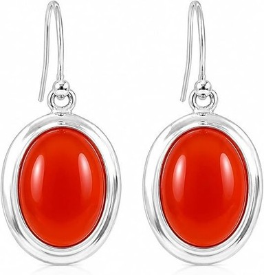 Carnelian Oval Shape Dangle Drop Earrings 925 Silver Handmade Gemstone Jewelry