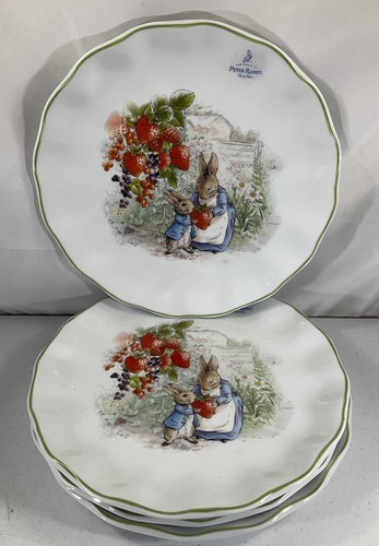 Beatrix Potter Peter Rabbit Green Wavy Rimmed Easter Dinner Plates Set ...