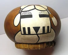 LARGE EARLY VINTAGE HOPI PAINTED GOURD