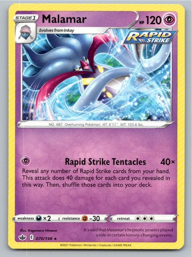 2021 POKEMON MALAMAR CHILLING REIGN 070/198 R NM A61302 FREE S&H