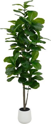Artificial Fiddle Leaf Fig Tree 7ft - Lifelike Indoor Tall Faux Plant for Home &