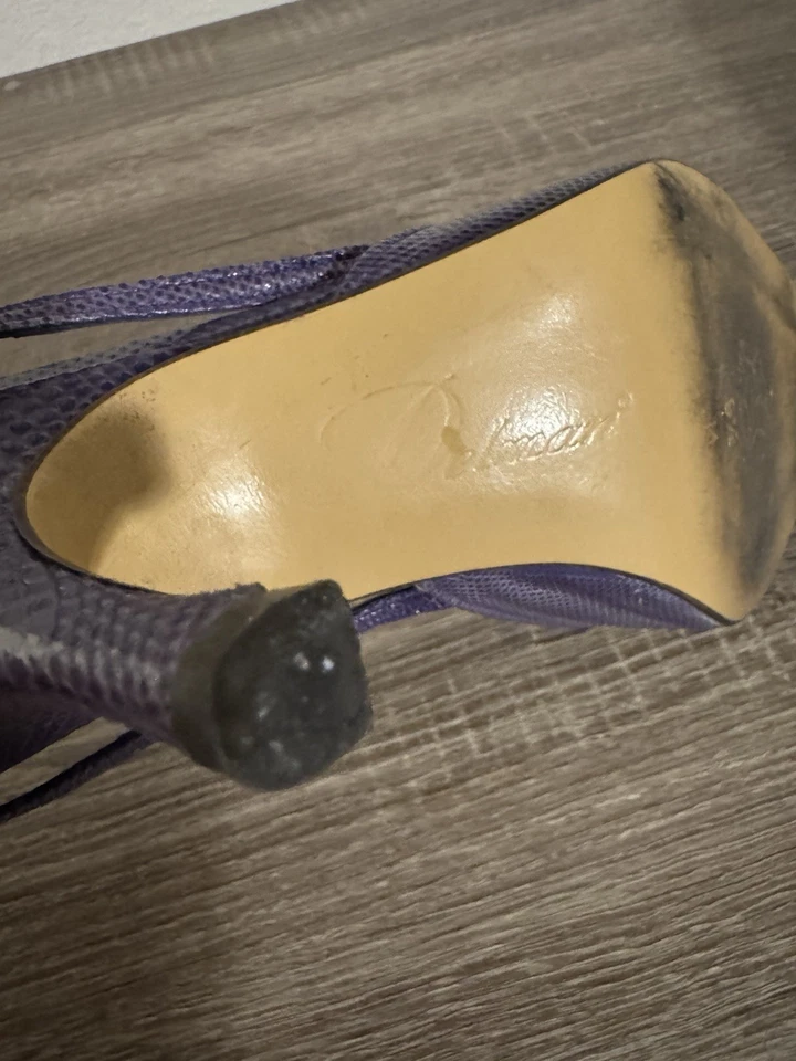 Delman Púrpura Punta de Cuero Lagarto Eslinga Trasera Tacones de Aguja Para Mujer’s 9.5 Foto 4 de 4