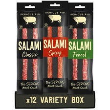Serious Pig Salami Snacks Variety Pack High Protein British 30 g (Pack of 12)