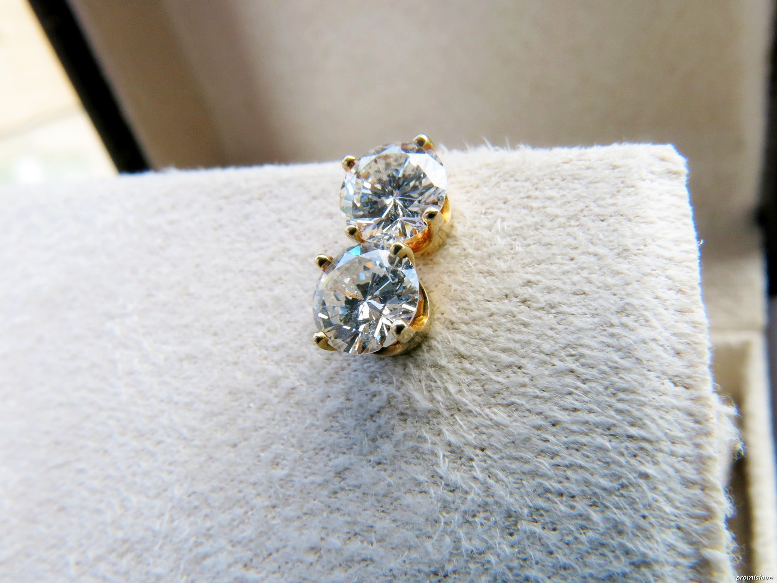 Earrings Stud SOLID Yellow GOLD 14K SOLITAIRE REA… - image 8