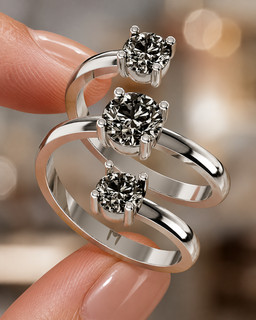 2 Ct Brown Gray Round Cut Real Moissanite Wedding Ring Sterling Silver Size 7