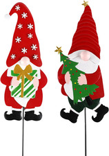 2 Pack Gnomes Decorative Garden Stakes for Christmas Decor,Outdoor Christmas Dec
