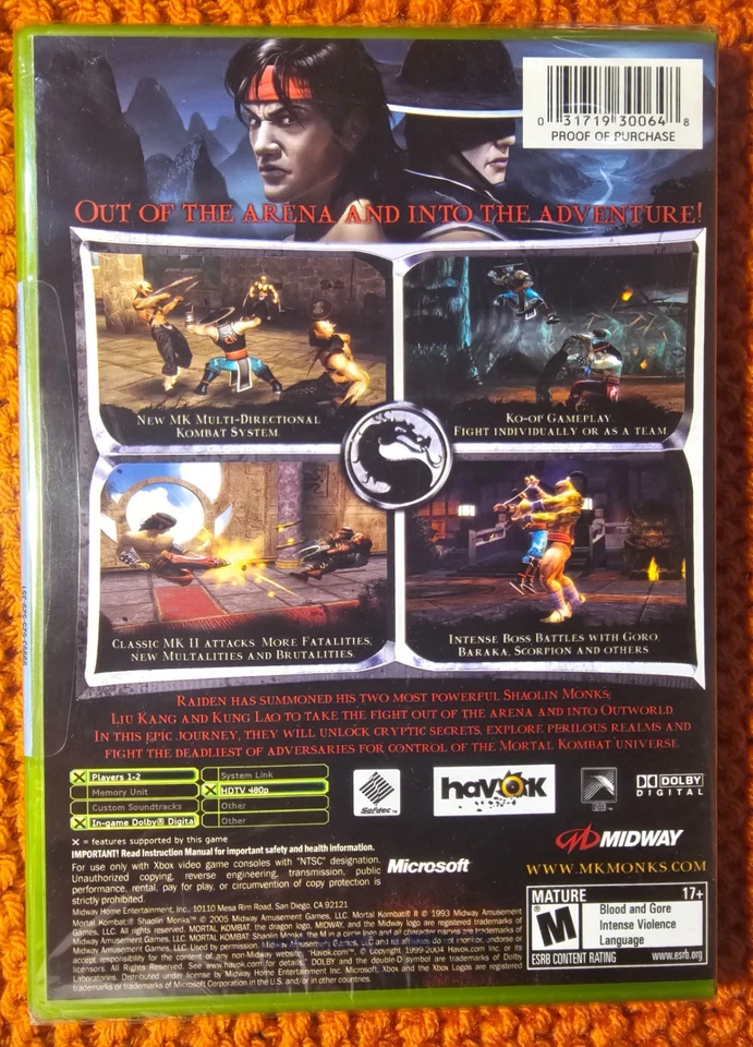 Mortal Kombat: Shaolin Monks (Microsoft Xbox, 2005) Brand New / Factory Sealed - Image 2 of 4