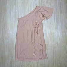 NWT ASOS Peach Cream Cocktail One Shoulder Sheath Ruffle Mini Dress 2