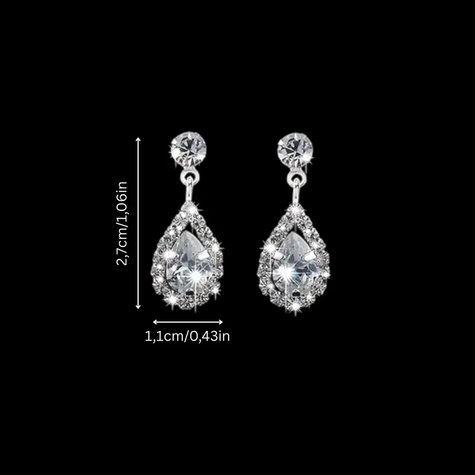 Schmuckset Damen Halskette, Ohrringe, Silberfarben, Strass, Modeschmuck - Bild 2 von 4